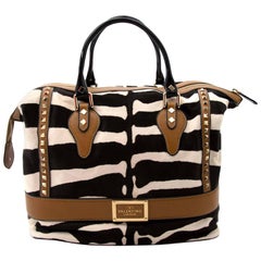 Valentino Zebra Motive Pony Hair Leather Studded Bag