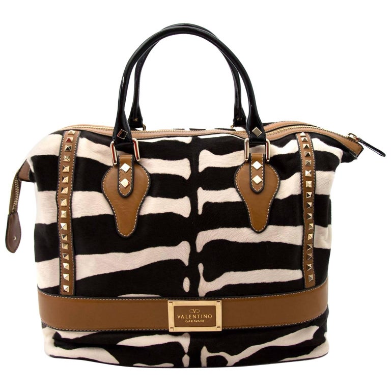 Valentino Zebra Motive Pony Hair Leather Studded Bag at 1stDibs | valentino  zebra bag