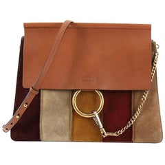 Chloe Faye Shoulder Bag Stitched Suede and Leather Medium