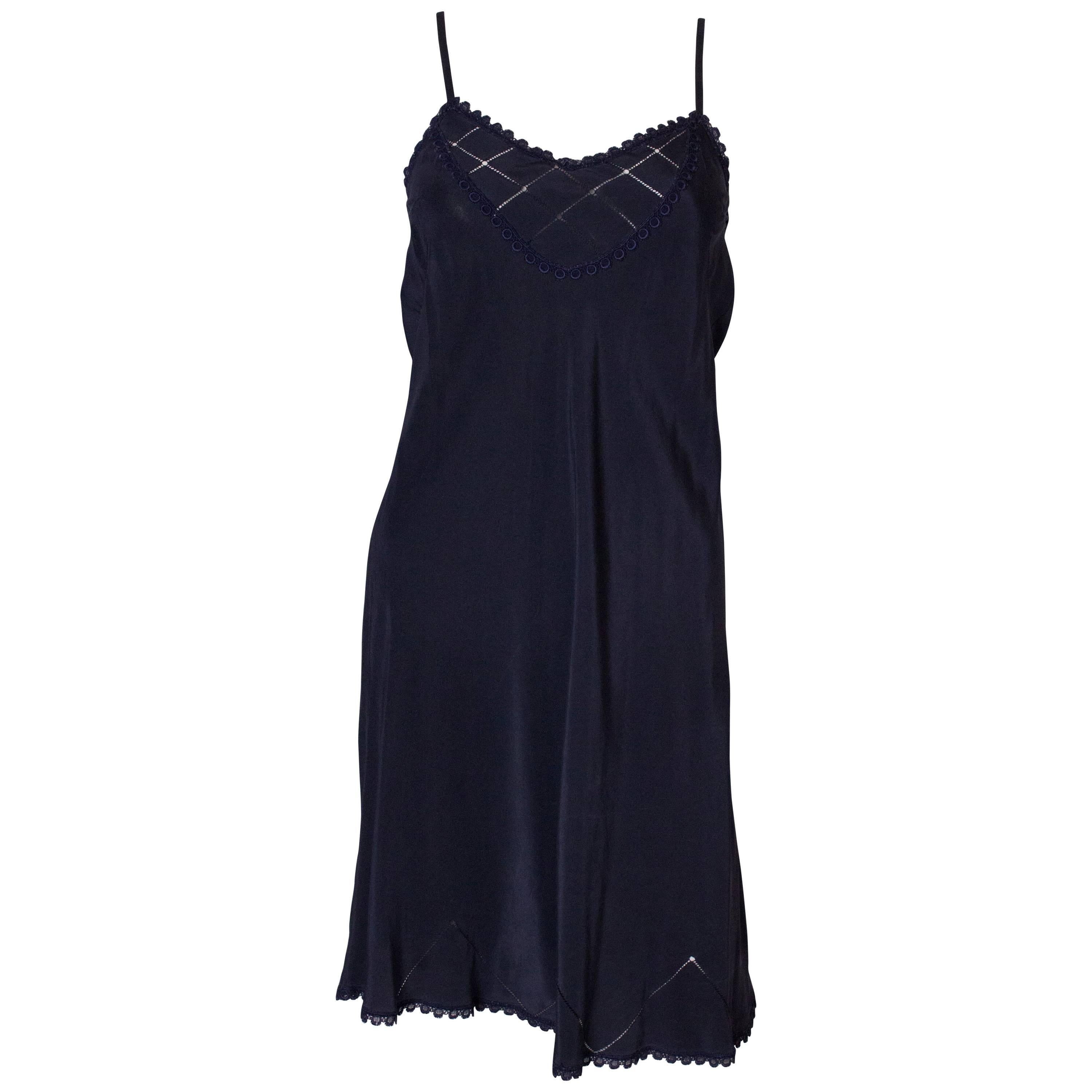 Vintge Blue Silk Slip