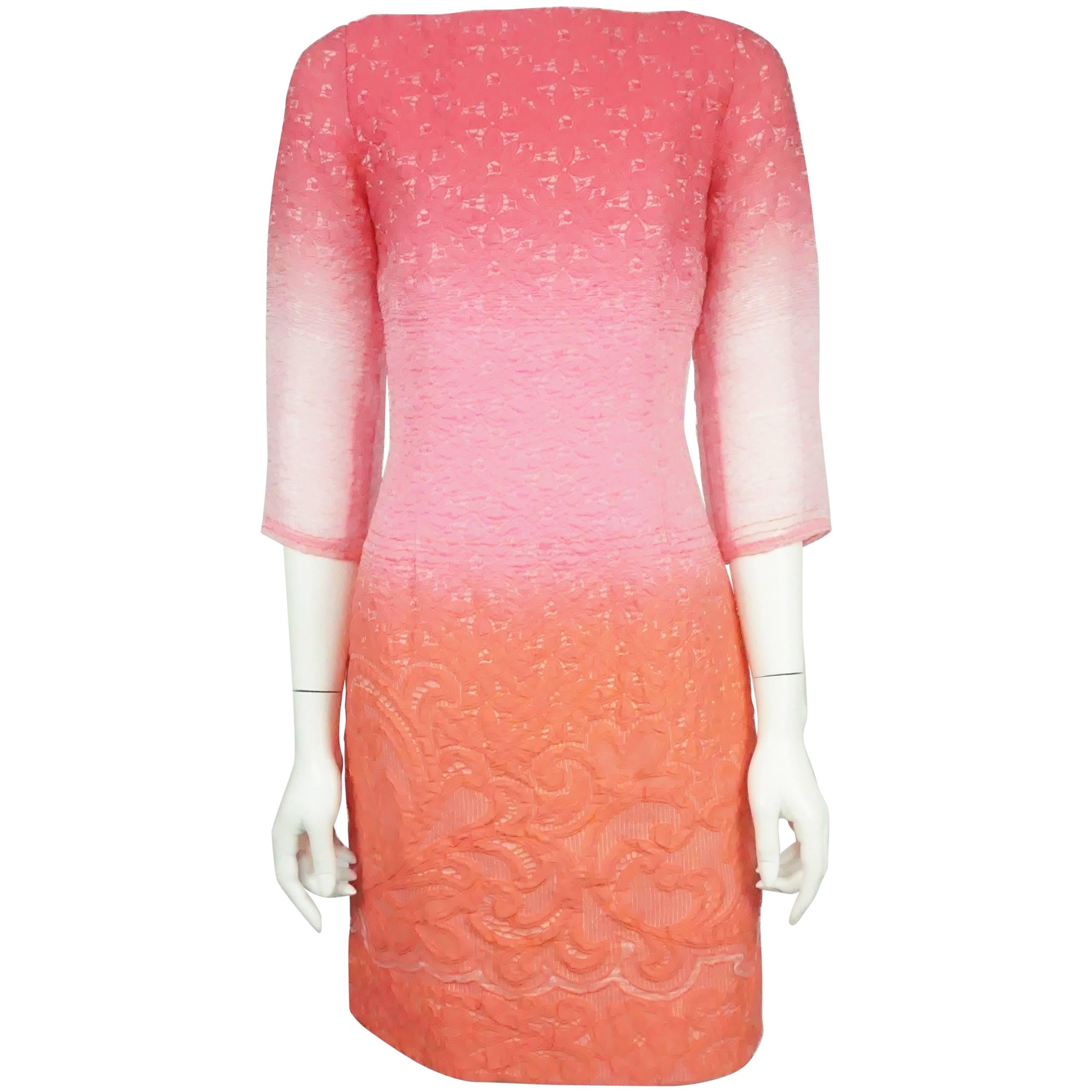 Prabal Gurung Pink & Coral Floral Textured Dress - 4