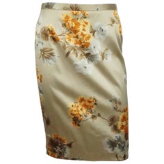 Dolce & Gabbana Champagne Floral Print Silk Skirt - 42