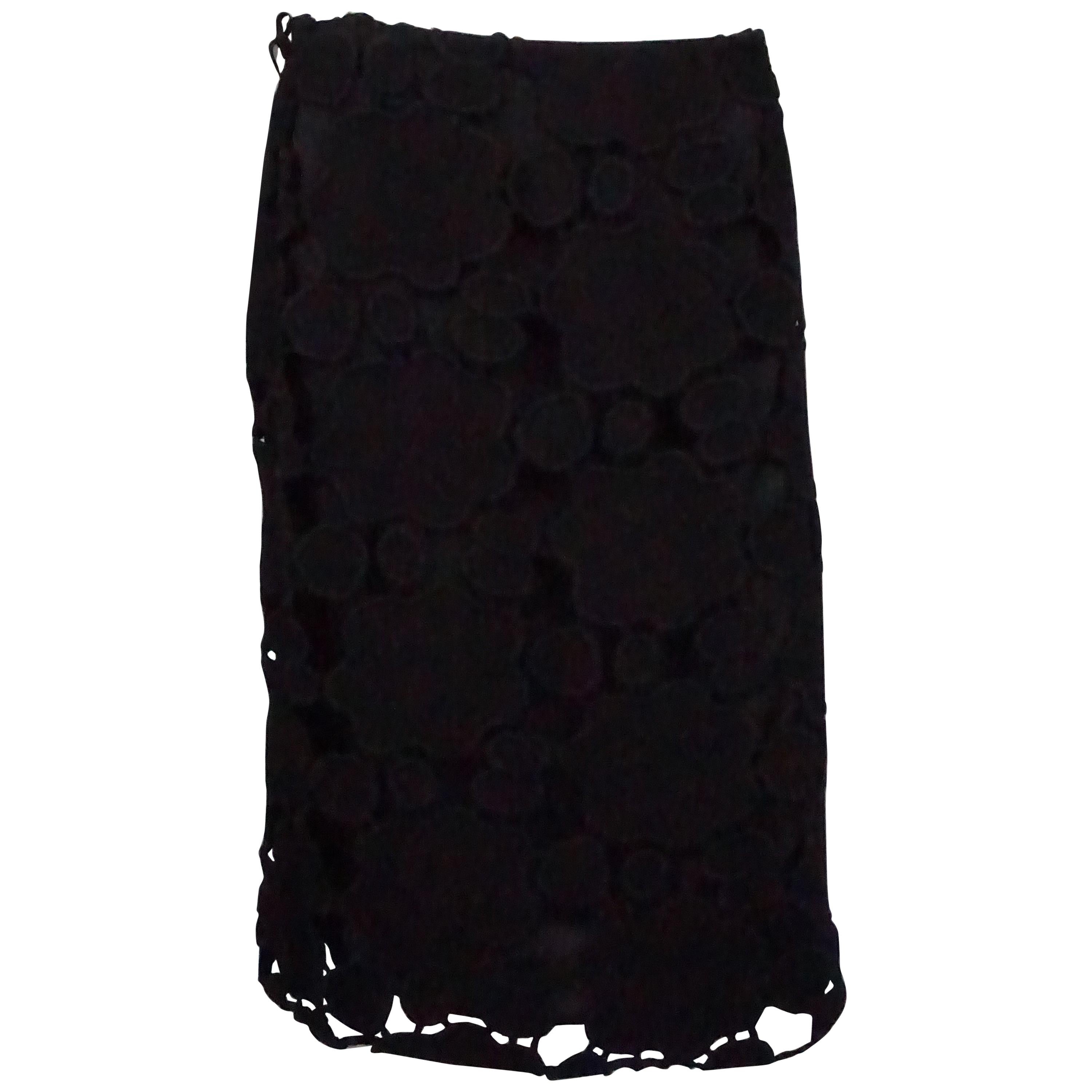 Miu Miu Black Wool Cutout Skirt - 42 For Sale