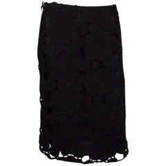 Miu Miu Black Wool Cutout Skirt - 42