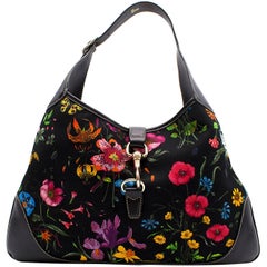 Gucci Botanical Black Floral Canvas Bag