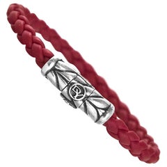 David Yurman 6mm Red Chevron Woven Rubber Bracelet