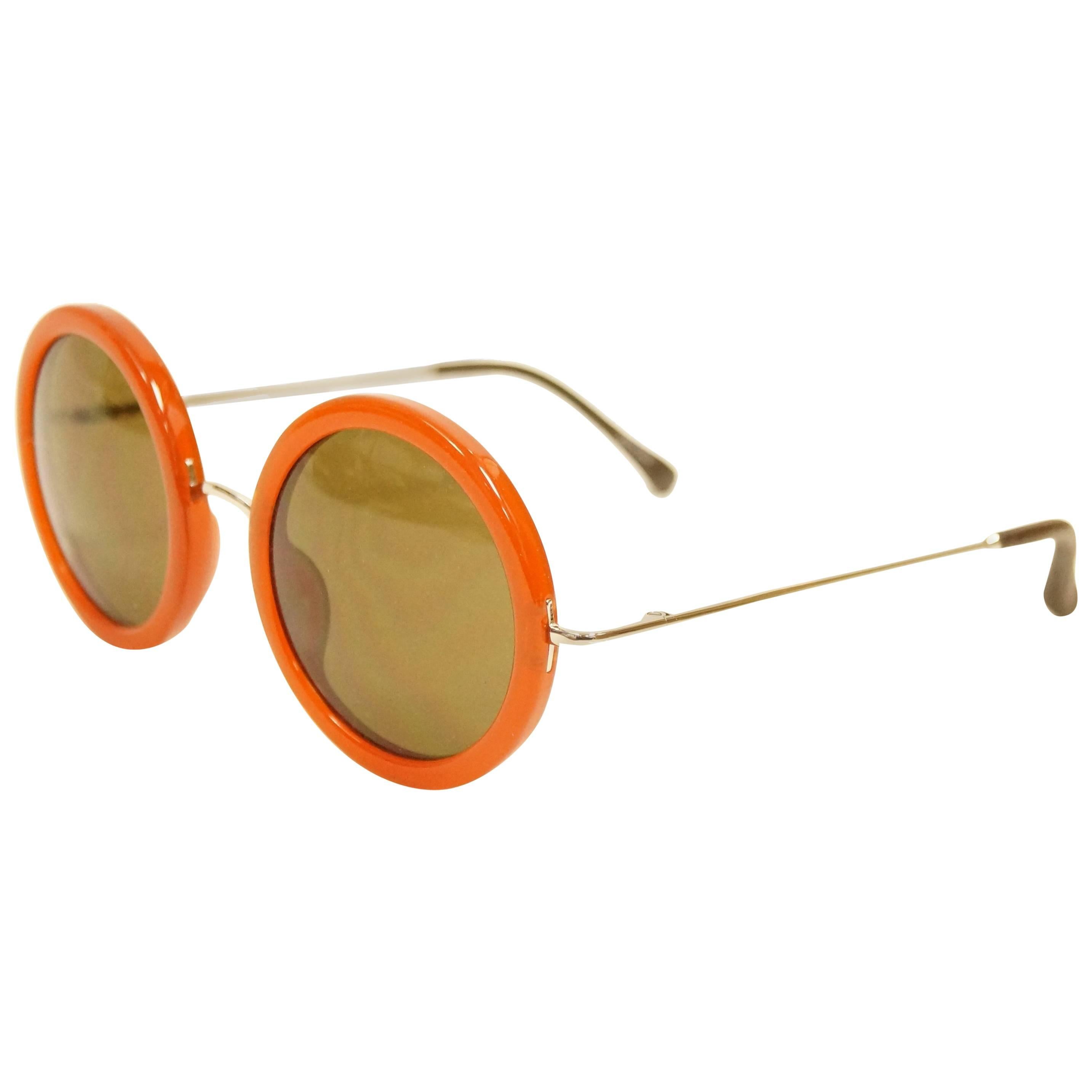 Linda Farrow The Row Round amber frame Sunglasses   For Sale