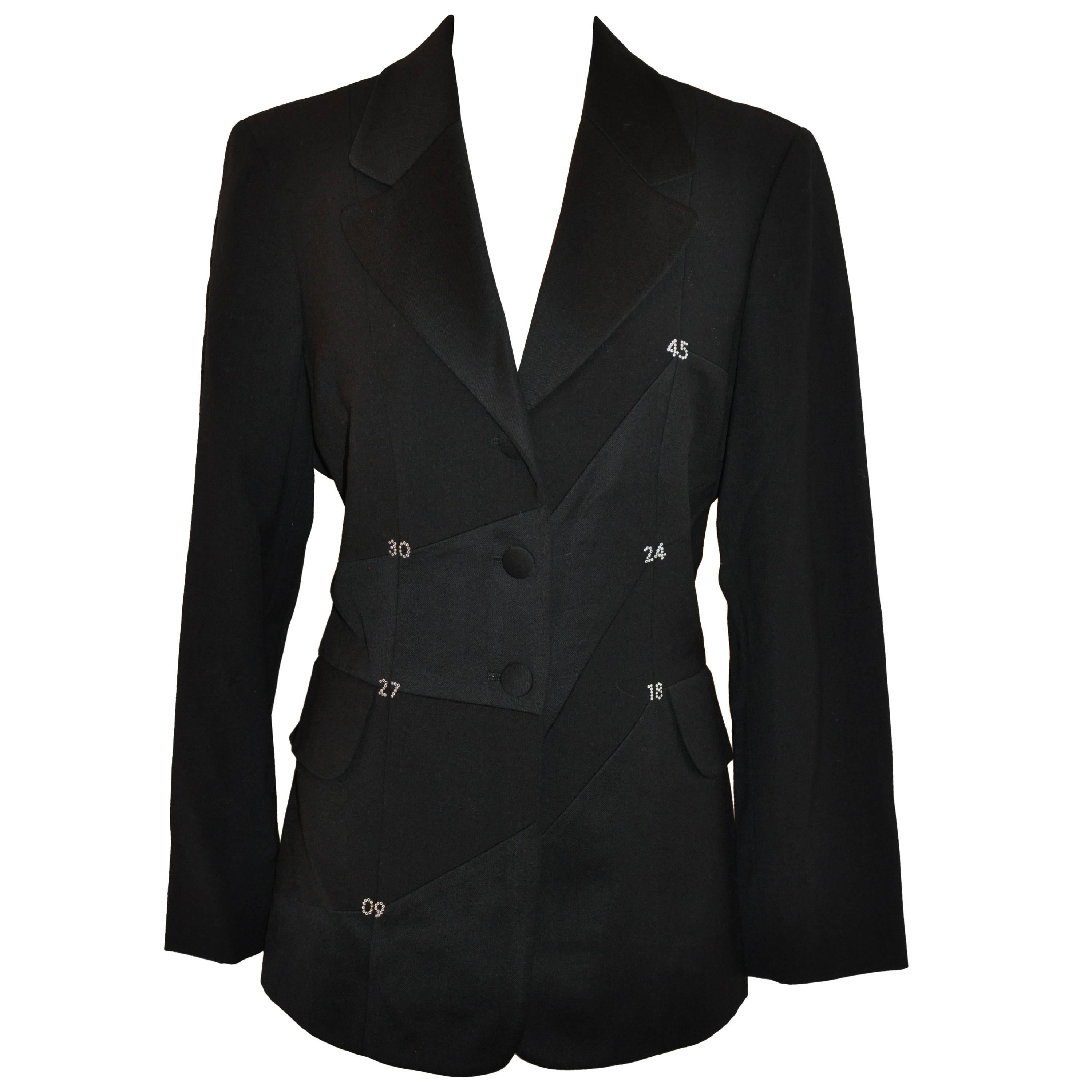 Moschino Black "Numerology" Deconstructed Blazer with Two Set-In Pockets For Sale