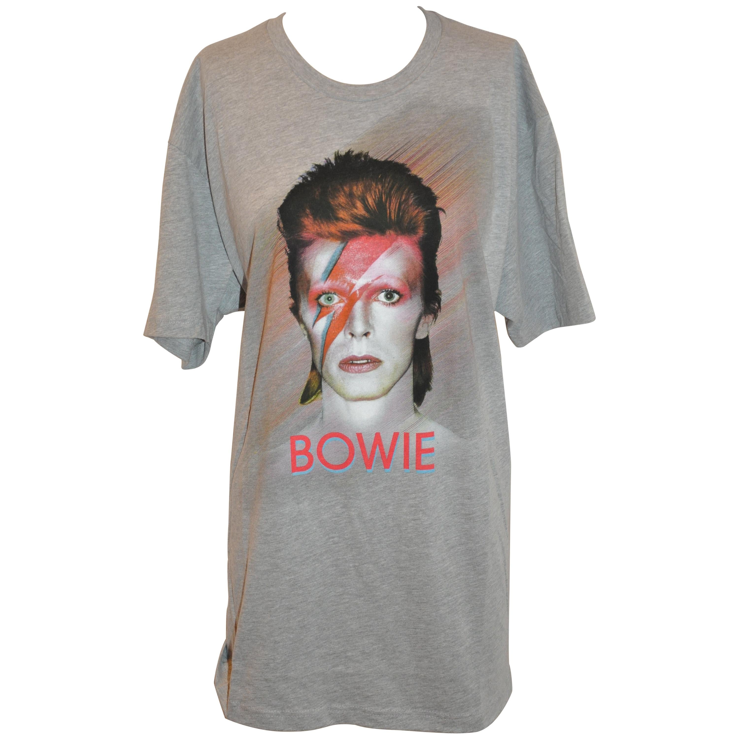 David Bowie "New York City Retrospective Exhibition"  "Ziggy" Gray Cotton Tee  For Sale