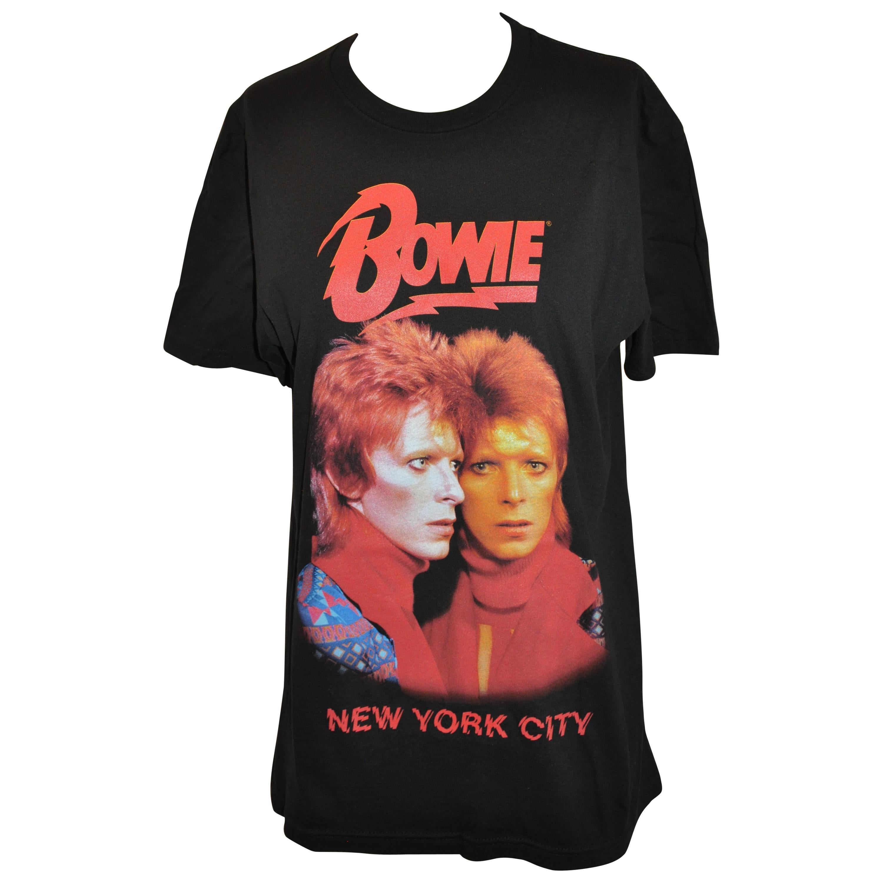 David Bowie "New York Retrospective Exhibition" "Double Portrait" Black Tee For Sale