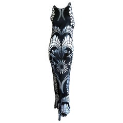 Jean Paul Gaultier Femme Vintage Sheer Long Black Maori Tattoo Dress