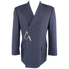 Men's JEAN PAUL GAULTIER 40 Navy Wool Double Breasted Dagger Closure Sport Coat