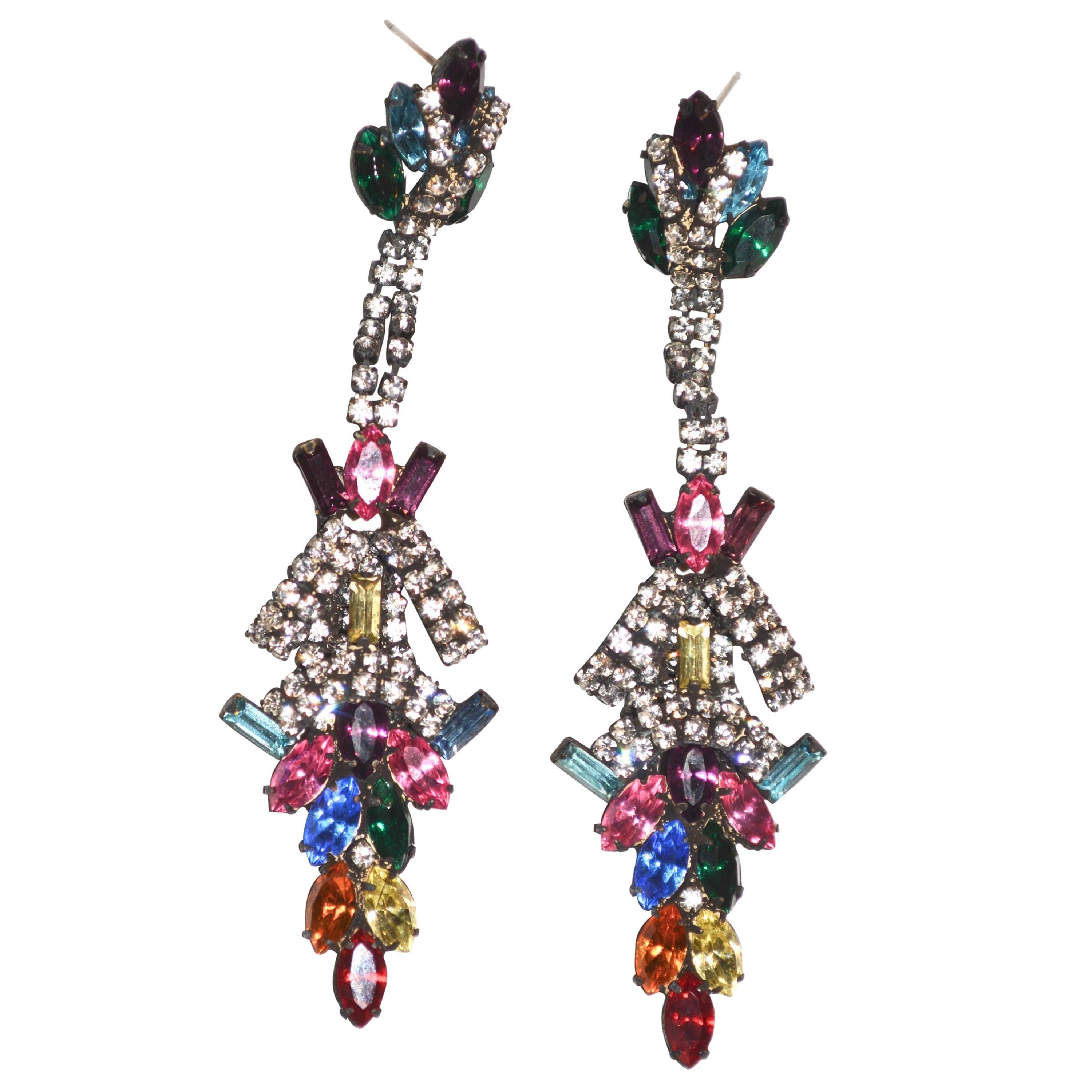 Rainbow Swarovski Crystal Earring For Sale