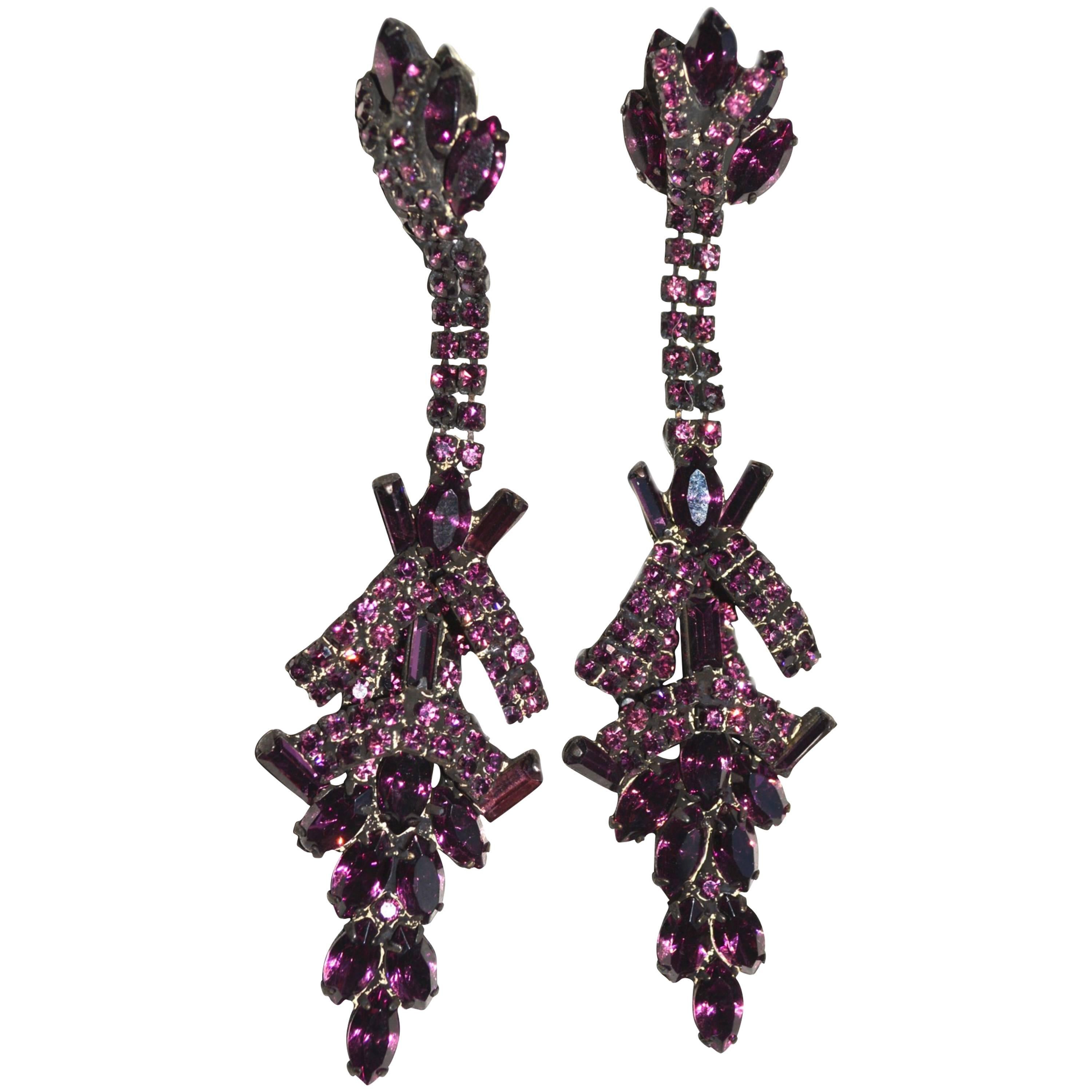Purple Swarovski Crystal Earring For Sale