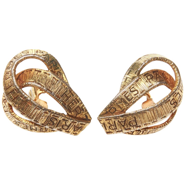 Hermes Vintage 'Ruban' ClipOn Earrings at 1stDibs