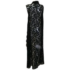 Elaborate Lace and Sheer Dress - 1970's - Black / Silver