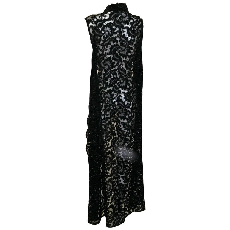 14796 Black Tasseled Fur Sleeve Dress