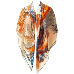 Superbe et rare châle Hermès Mythiques Phoenix en cachemire et soie 140 cm 