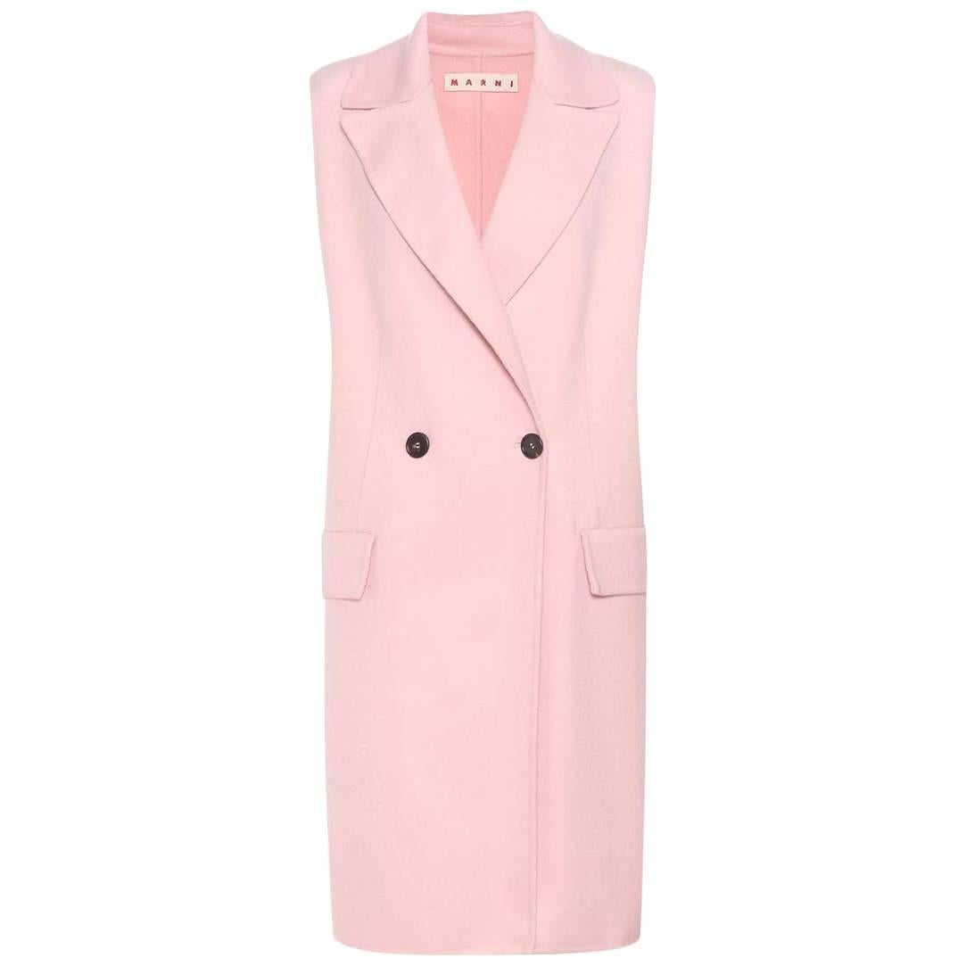 Marni Pink Wool Long Coat Vest 