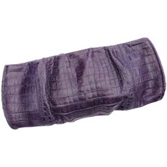 Nancy Gonzalez Dark Purple Crocodile Long Clutch Bag