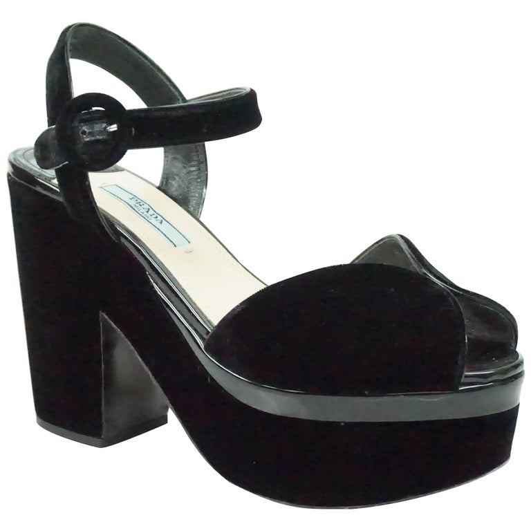 prada black strappy heels