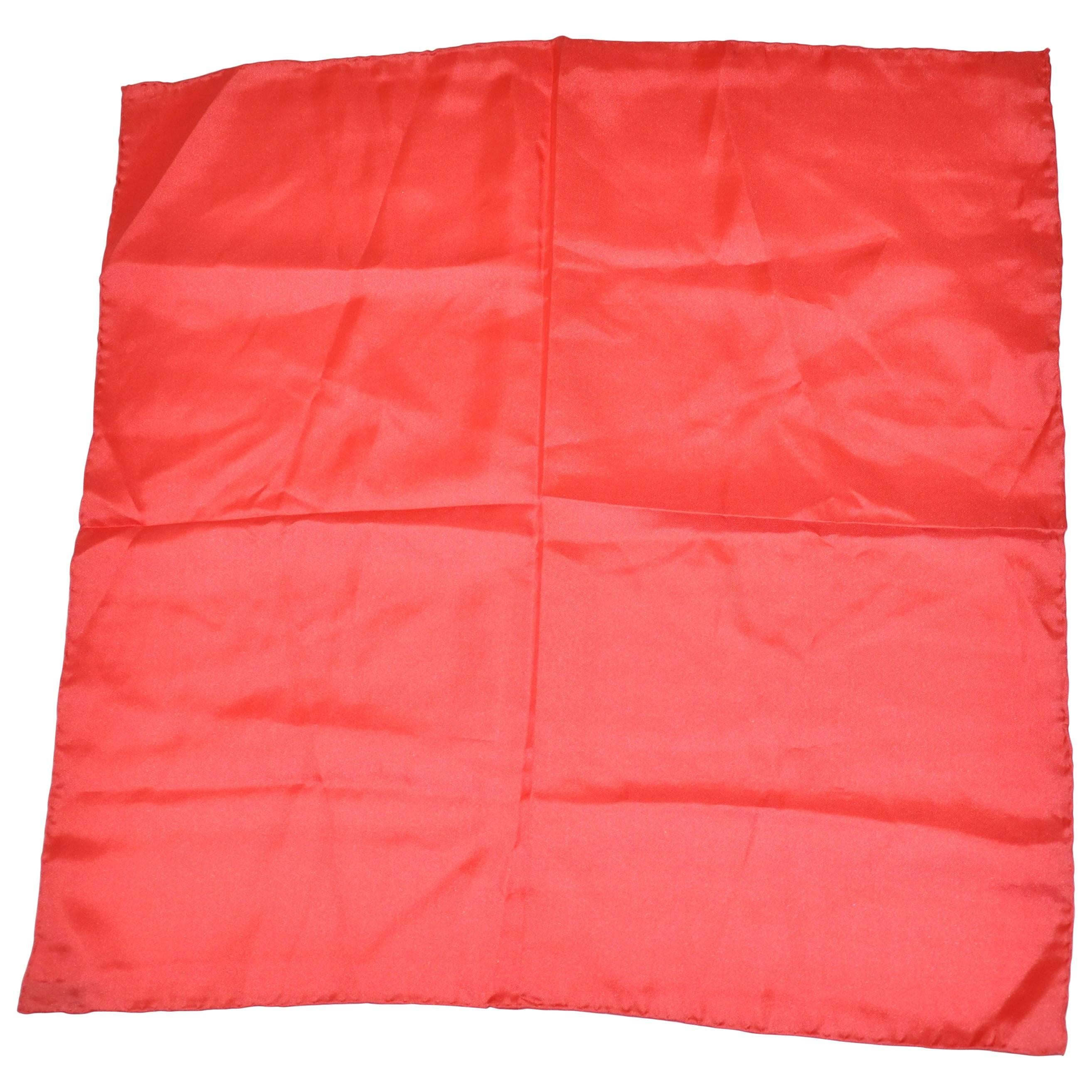 Italy Red Silk Handkerchief with Hand-Rolled Edges For Sale