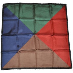 Mehrfarbiges Seidenhandtaschentuch mit Dreiecksmuster