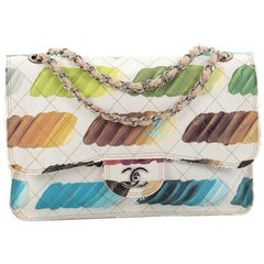 Chanel Watercolor Colorama Flap Bag Quilted Watercolor Canvas Jumbo