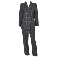 Vintage Yves Saint Laurent Double Breated Pin Stripe Pant Suit