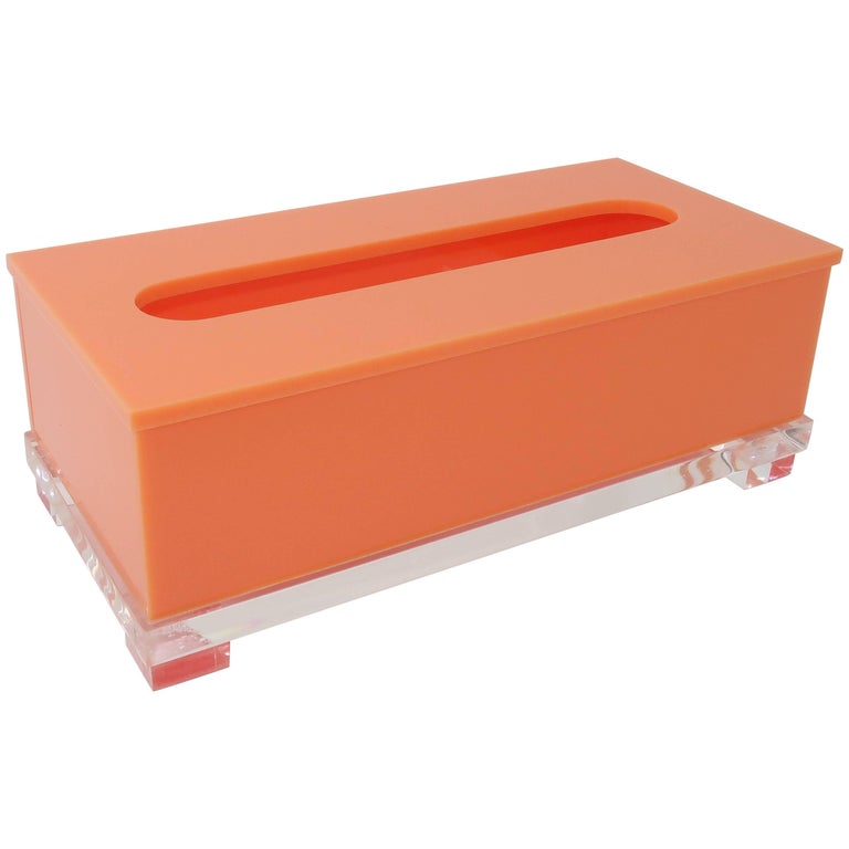 Glam C.1980 Lucite Tissue Box at 1stDibs