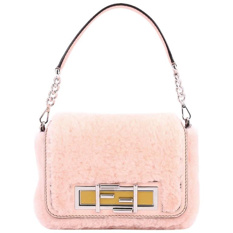 Fendi 3Baguette Convertible Crossbody Shearling Small