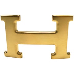 Hermès H Constance Gold Plated Brushed 3.2 cm Belt Buckle