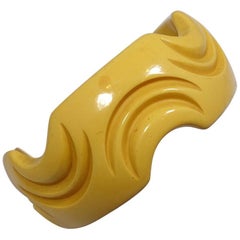 Vintage Butterscotch Bakelite Heavily Carved Bangle Bracelet