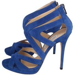 Jimmy Choo Peep Toe Suede Pumps - blue