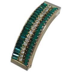 Vintage Baguette Weiss Green Clamper Bracelet