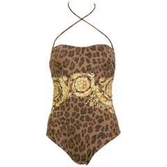 Versace Animalier Barocco-Print-Badeanzug und Cover-Up-Top