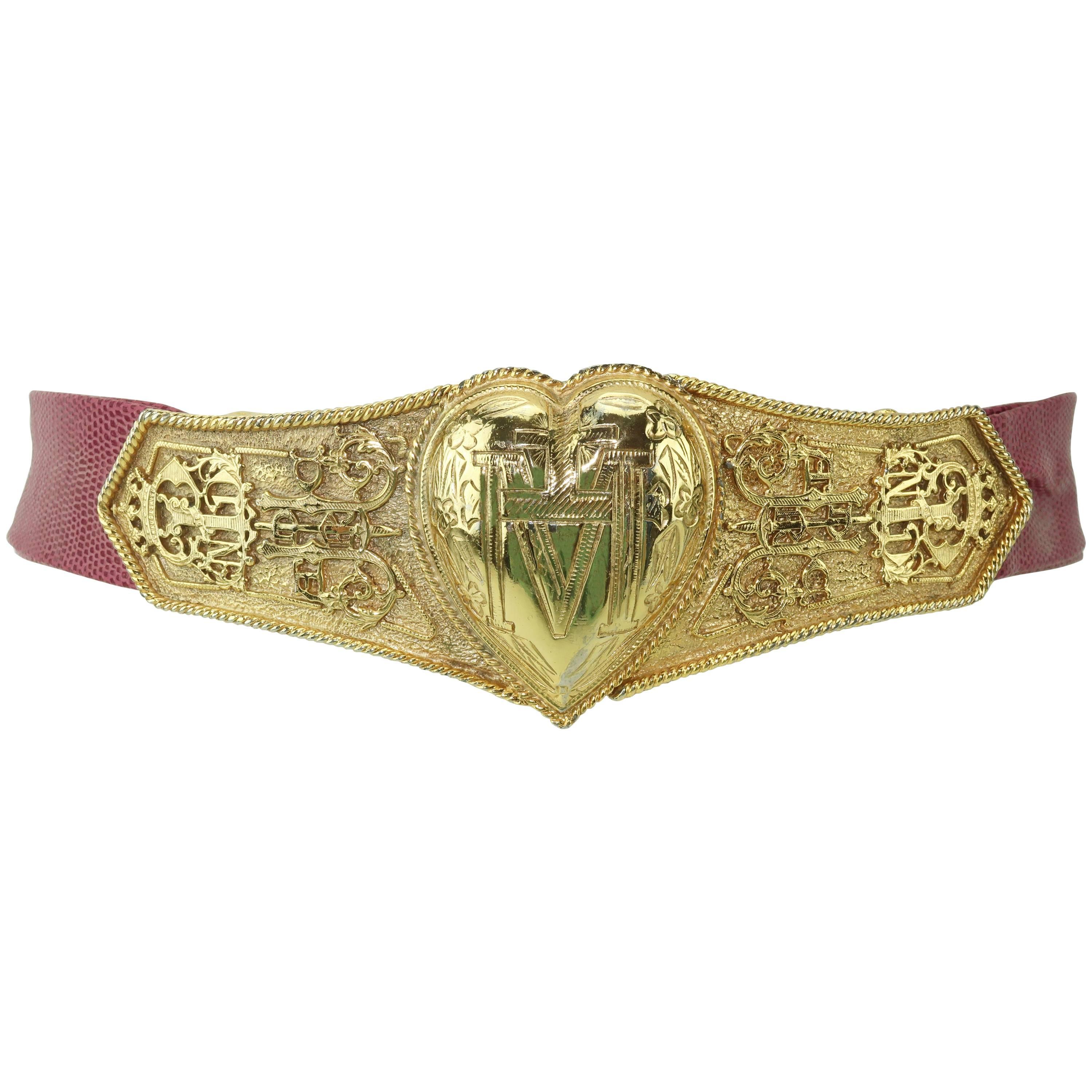 Vintage Accessocraft NYC Ornate Heart Buckle & Belt