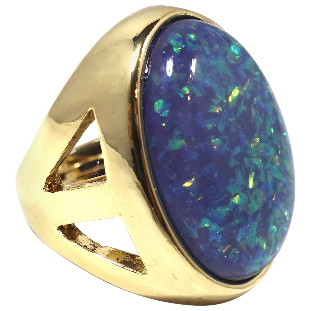 Large Signed Kenneth Jay Lane Faux Fire Opal Ring