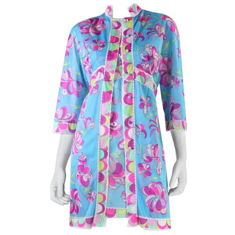 1960's Emilio Pucci for Formfit Rogers Robe & Nightgown For Sale
