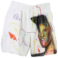 1980's Hand-Painted Grace Jones Terrycloth Shorts