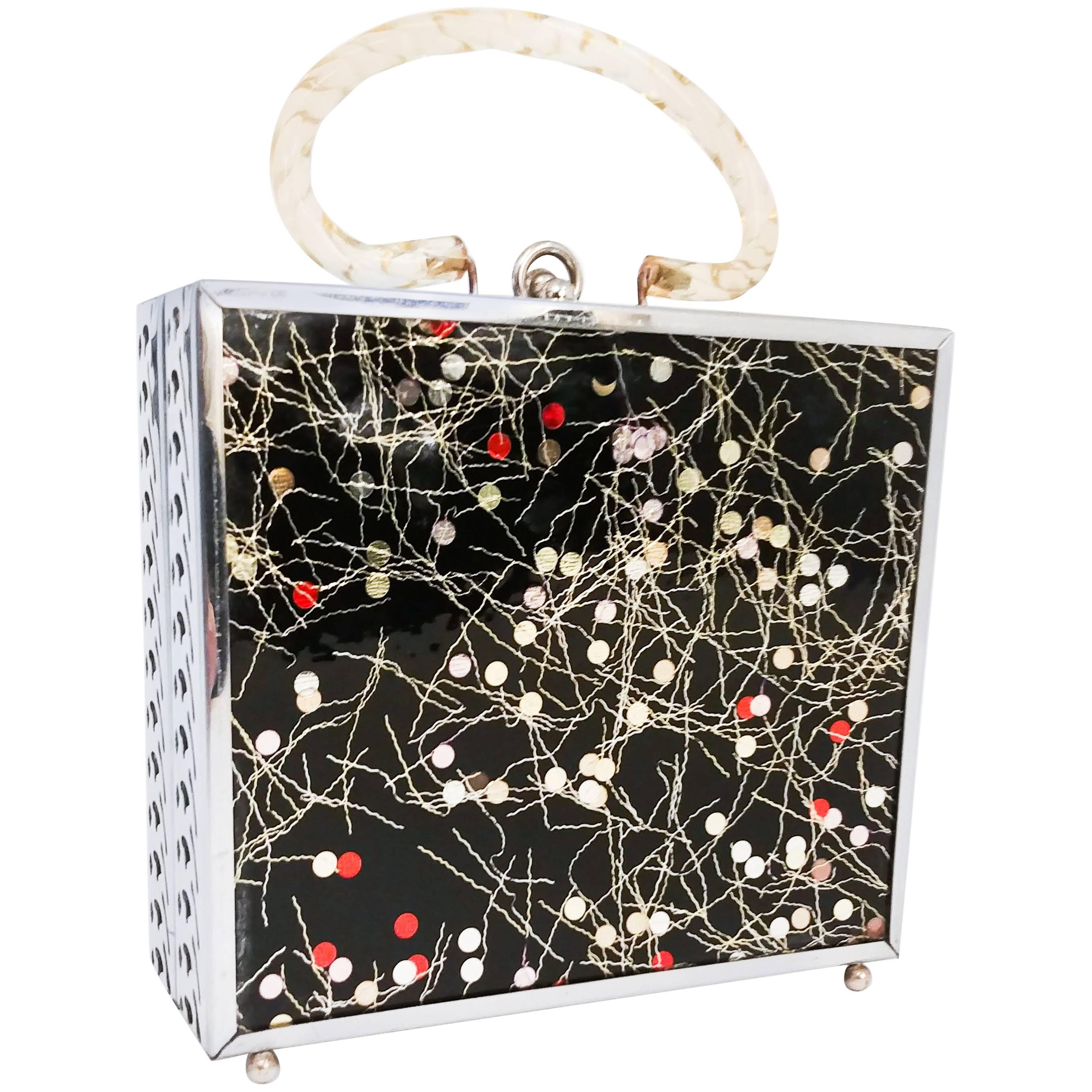 Novelty Metal Purse with Lucite Handles, 1950s 