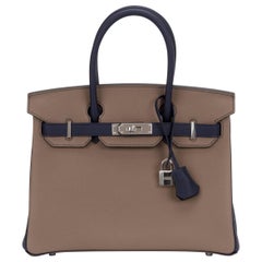 Hermès Horseshoe Stamp (HSS) Bi-color Raisin and Gris Perle Birkin