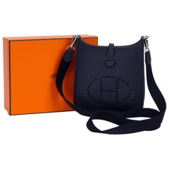 New in Box Hermes Mini Evelyne Indigo Blue