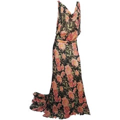 Chiffon Floral Gown, 1930s