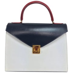 Lana of London red white and blue box calf handbag gold hardware