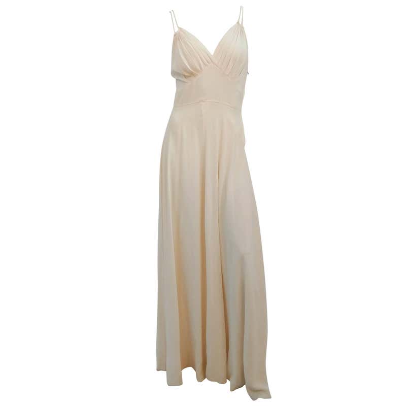 1930s Off-White Crepe Spaghetti Strap Dress For Sale at 1stDibs