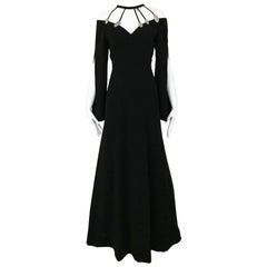 Vintage 90s Thierry Mugler Black Cut Out Maxi Gown