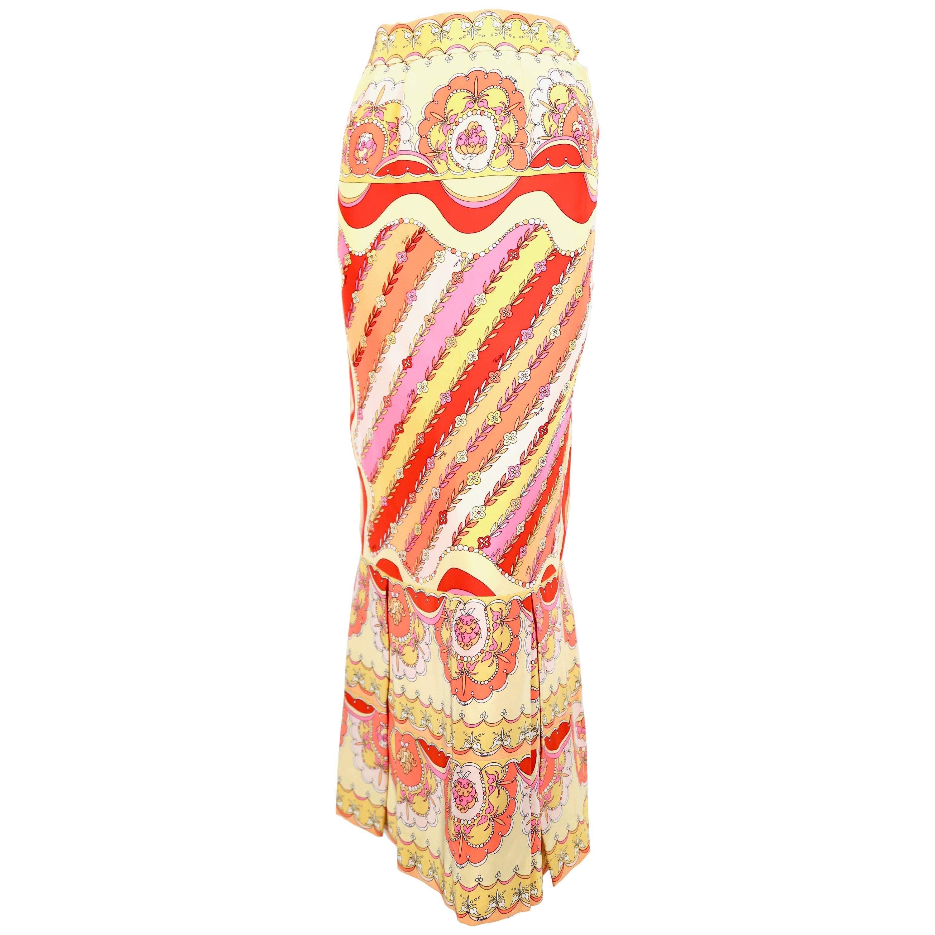 1960'S EMILIO PUCCI printed silk skirt