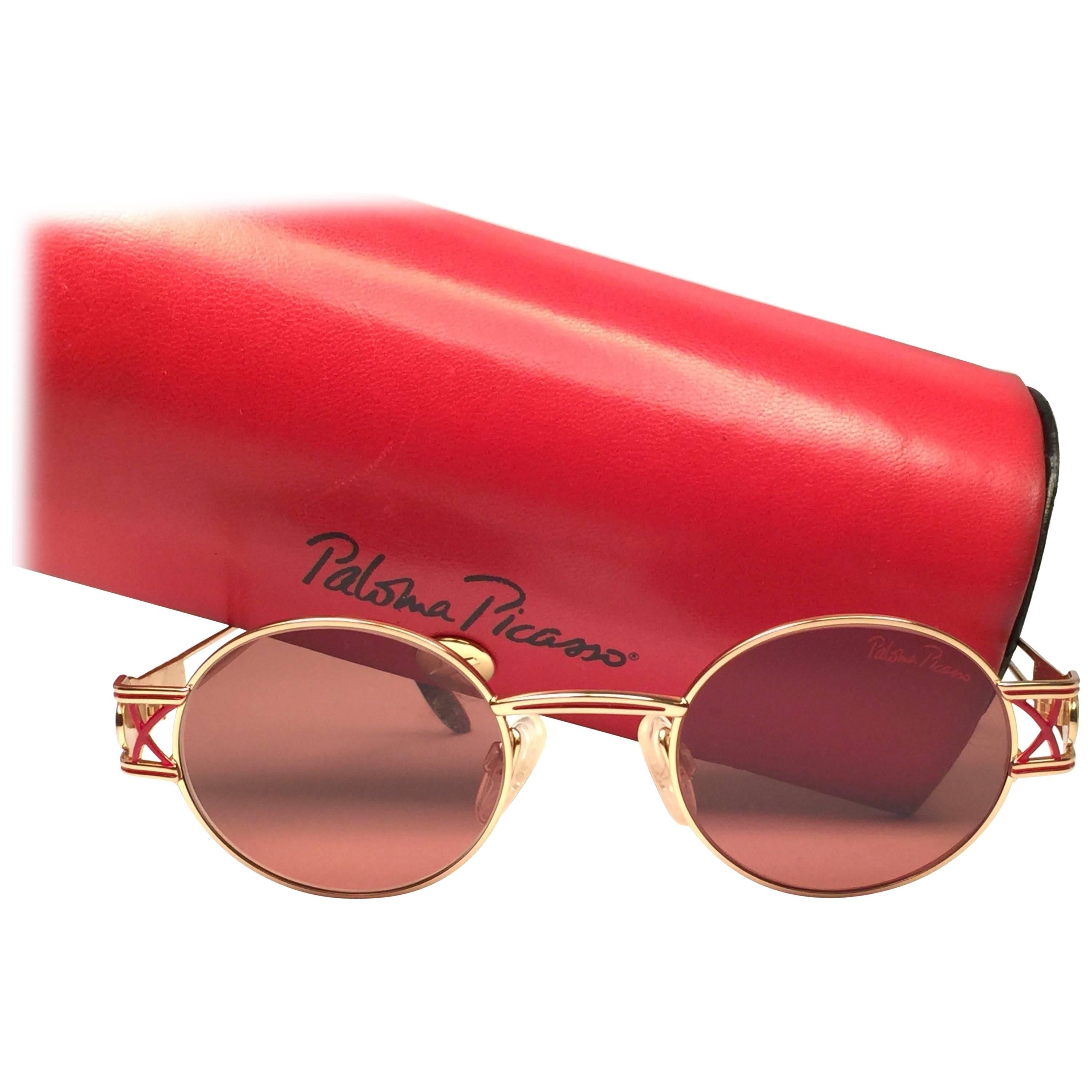 Vintage Paloma Picasso Oval Gold Sunglasses Made in Germany 1980's