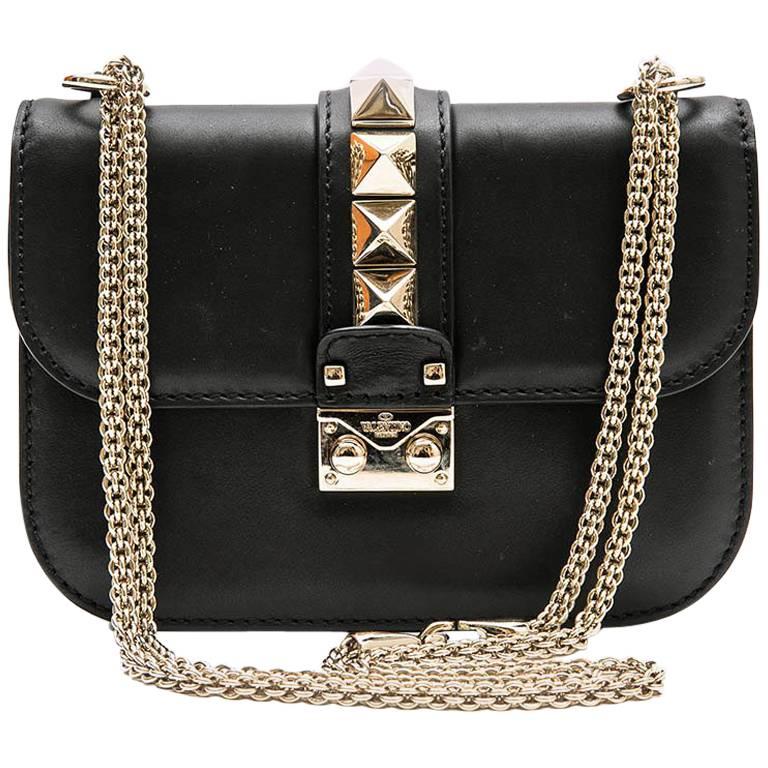 VALENTINO 'Rockstuds' Bag in Black Smooth Lamb Leather